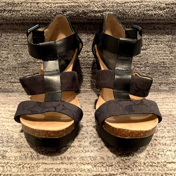 Coach Wedges, Black, Size 8.5 - Picture 1 of 9
